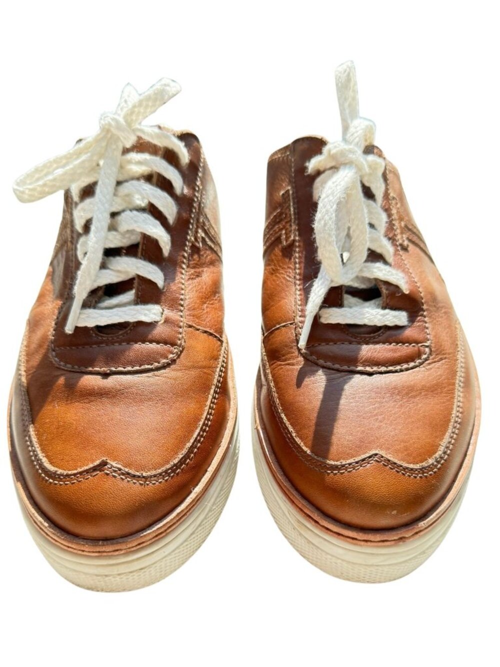 Lucchese Double L Brown Leather Western Lace-Up Sneakers 9.5M